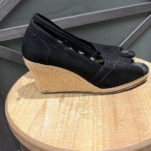 Skechers wedge Espadrilles open toe canvas fabric size 8